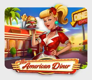 The American Diner slot game – a 1950s‑style retro diner scene with jukebox, roller‑skates, classic cars and vibrant neon signage, set at Slots Capital Casino.